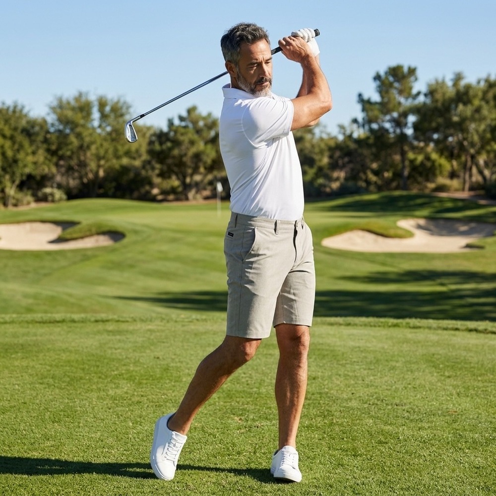 TravisMathew Beck Mens Golf Shorts Khaki Tan Stretch‎ Size 32 4600002130